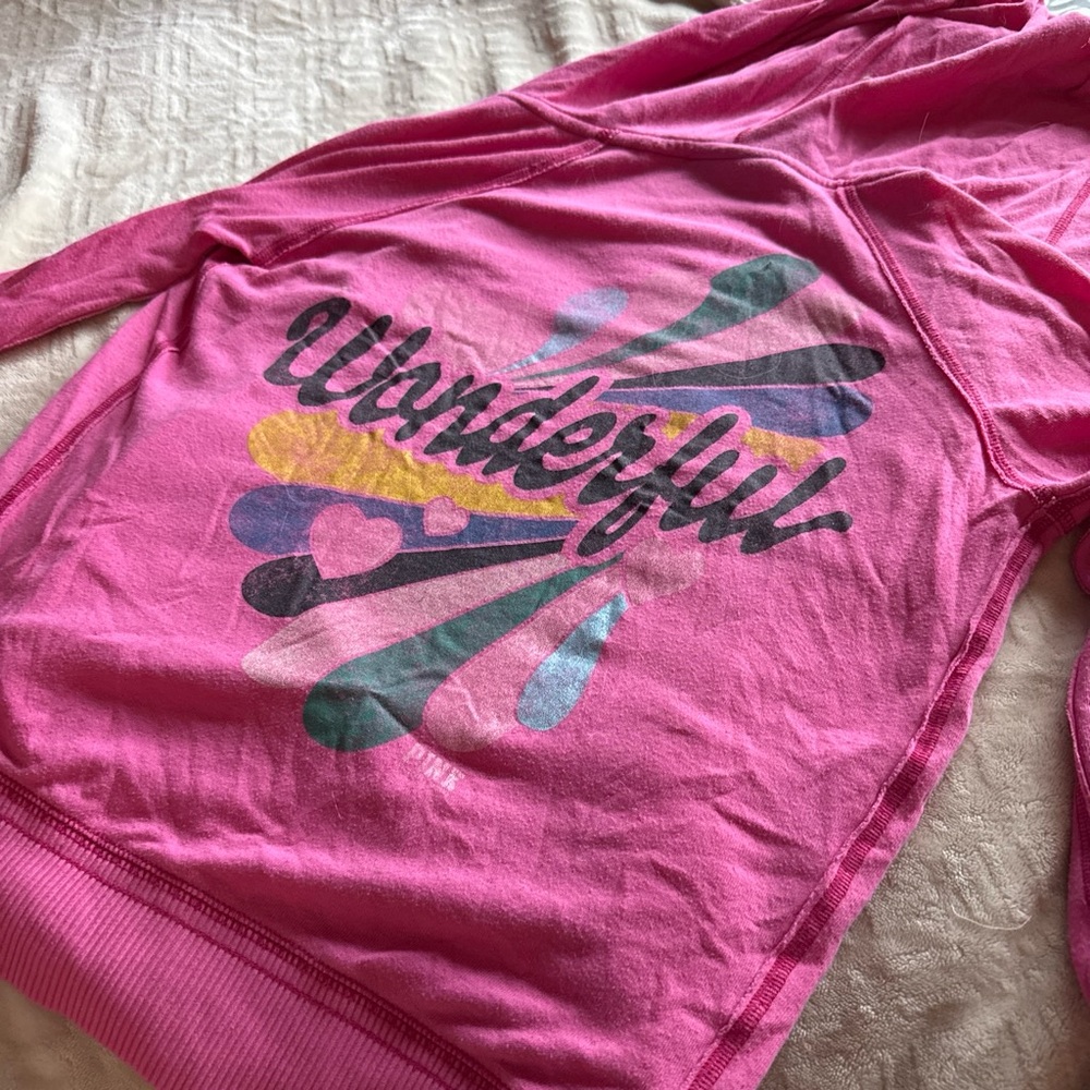 Victoria's Secret Girls' Hot Pink "Wonderful" Graphic Hoodie